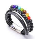 Elementum Luxe Chakra Stone Leather Energy Bracelet