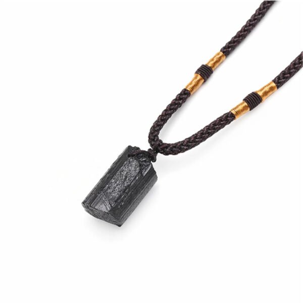 Black Tourmaline Rough Stone Pendant Necklace