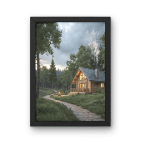 1 Fireside Retreat Premium Matte Wall Art Poster 18″ x 24″ (Vertical)
