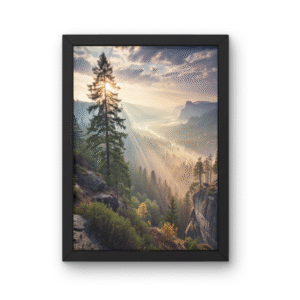 Product Image Celestial Dawn Over the Valley - Premium Matte Wall Art Poster 18″ x 24″ (Vertical)