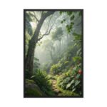 Misty Rainforest Path Framed Matte Art Print – 24" × 36"