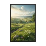 Rolling Hills & Wildflowers Framed Matte Art Print – 24" × 36"