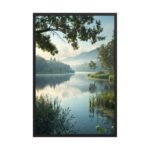 Ethereal Lake Landscape Framed Matte Art Print – 24" × 36"