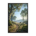 Tranquil Forest Light Framed Matte Art Print – 24" × 36"