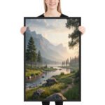 Golden Mountain Valley Framed Matte Art Print – 24" × 36" - Image 2