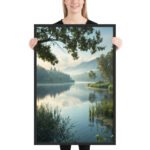 Ethereal Lake Landscape Framed Matte Art Print – 24" × 36" - Image 2