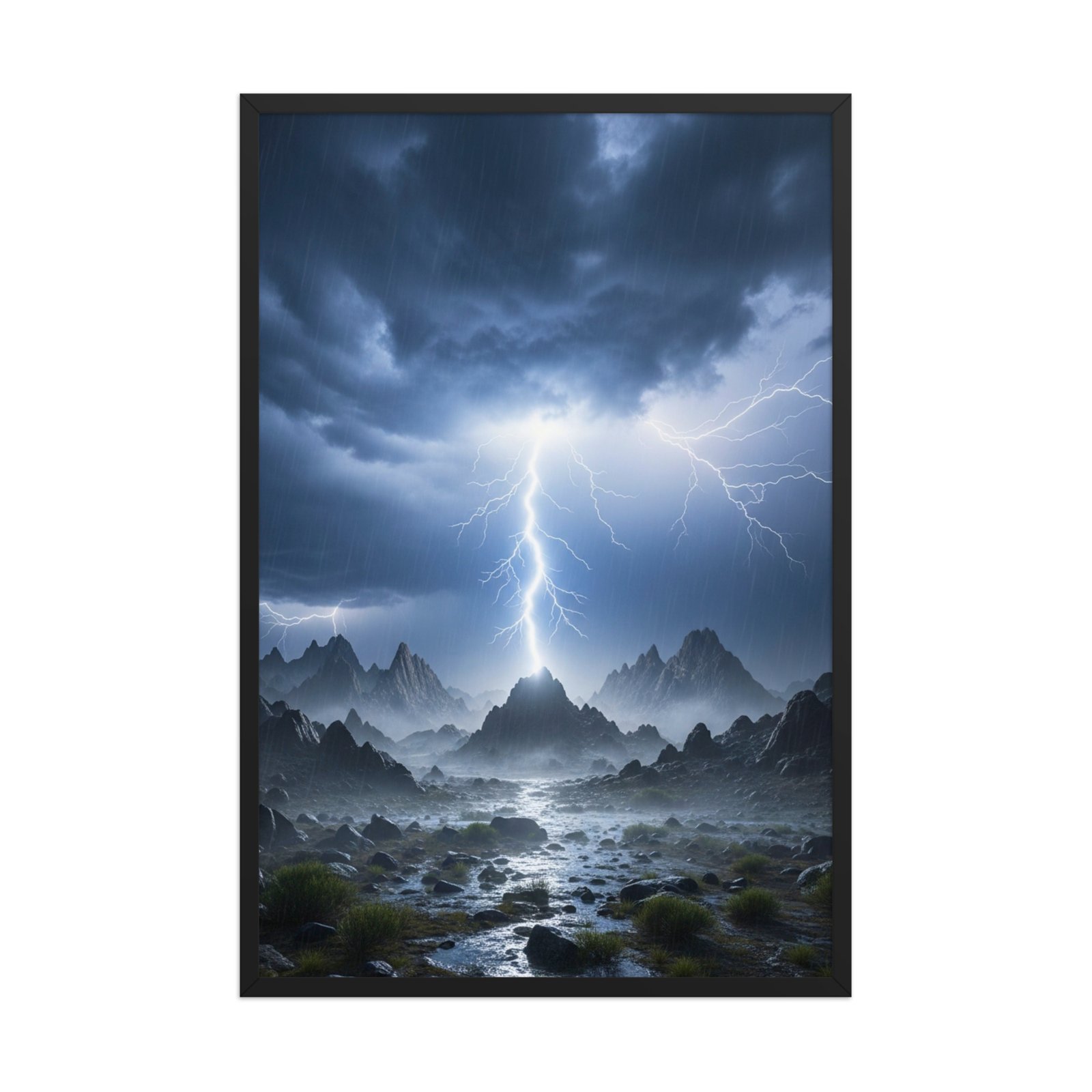 enhanced-matte-paper-framed-poster-in-black-24x36-front-69d2e1619f82f.jpg The Celestial Strike Framed Matte Art Print – 24" × 36" - Image 1