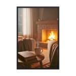 Fireside Serenity Framed Matte Art Print – 24" × 36"