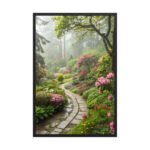 Whispering Garden Path Framed Matte Art Print – 24" × 36"