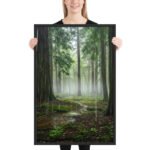 Misty Forest Stream Framed Matte Art Print – 24" × 36" - Image 2