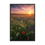 Sunset Wildflower Horizon Framed Matte Art Print – 24" × 36"