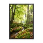 Emerald Whisper Forest Framed Matte, Nature Art Print — 24" × 36"