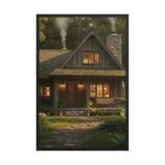 Sylvan Sanctuary: Rustic Forest Haven | Framed Matte, Nature Art Print - 24" × 36"