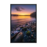 Gilded Twilight: Pacific Horizon | Framed Matte, Nature Art Print - 24" × 36"