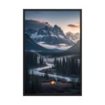 Snow Capped Mountain Valley | Framed Matte, Nature Art Print - 24" × 36"