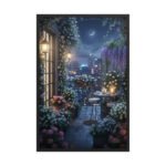 Moonlit Balcony Garden | Framed Matte, Nature Art Print - 24" × 36"