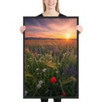 Sunset Wildflower Horizon Framed Matte Art Print – 24" × 36" - Image 2