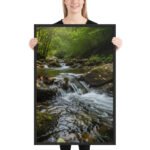 Whispering Woodland Falls Framed Matte Nature Fine Art Print — 24" × 36" - Image 2