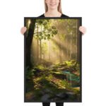 Sun-Drenched Forest & Azure Creek | Framed Matte, Nature Art Print - 24" × 36" - Image 2