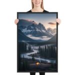 Snow Capped Mountain Valley | Framed Matte, Nature Art Print - 24" × 36" - Image 2