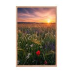 Sunset Wildflower Horizon Framed Matte Art Print – 24" × 36" - Image 3