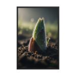 Macro Seedling Dew Drops | Framed Matte, Nature Art Print - 24" × 36"
