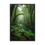 Lush Tropical Rainforest Stream | Framed Matte, Nature Art Print - 24" × 36"