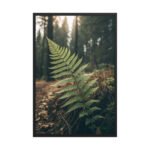 Vibrant Green Fern Leaf | Framed Matte, Nature Art Print - 24" × 36"