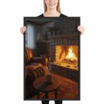 Cosy Stone Fireplace | Framed Matte, Nature Art Print - 24" × 36" - Image 2