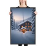 Snow Covered Alpine Cabin | Framed Matte, Nature Art Print - 24" × 36" - Image 2
