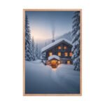 Snow Covered Alpine Cabin | Framed Matte, Nature Art Print - 24" × 36" - Image 3