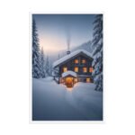 Snow Covered Alpine Cabin | Framed Matte, Nature Art Print - 24" × 36" - Image 4