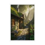 Enchanted Stone Cottage | Framed Matte, Nature Art Print - 24" × 36" - Image 4
