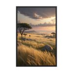 African Savanna Acacia Tree | Framed Matte, Nature Art Print - 24" × 36"