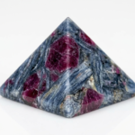 Natural Ruby Inclusions in Blue Kyanite Matrix Gemstone Pyramid (25–30mm)