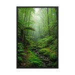 Mystic Mossy Forest Stream | Framed Matte, Nature Art Print - 24" × 36"