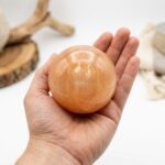 Natural Orange Selenite Crystal Sphere (2"–3") – Polished Peach Satin Spar Gazing Ball - Image 2